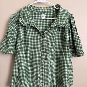 GAP Green and Cream Plaid Shirt